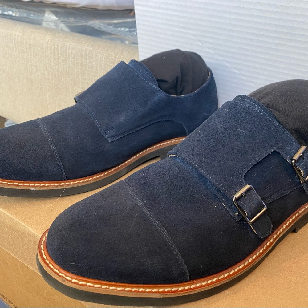 Gutteridge Italy Monk Strap Blue Suede Shoes US Size 10